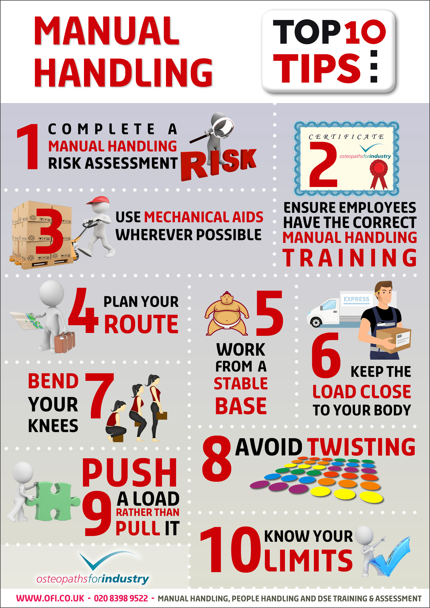 Manual Handling Top 10 Tips Infographic