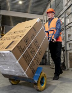 Man carrying heavy boxes